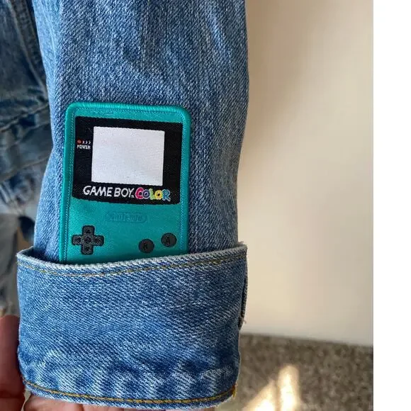 Steve & Barry's Blue Denim Jacket with Band Patches - Picture 5 of 9